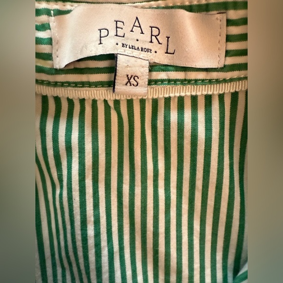 Pearl by Lela Rose Oversized Poplin Cotton Striped Button Down Blouse Size XS - Picture 11 of 12